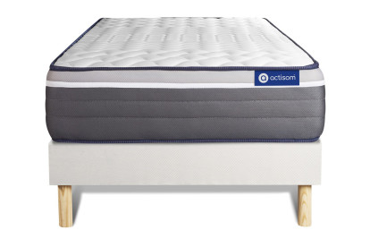 Ensemble Matelas Sommier 90x200 cm - Sommier Blanc (en kit) - ActiMemo Plus