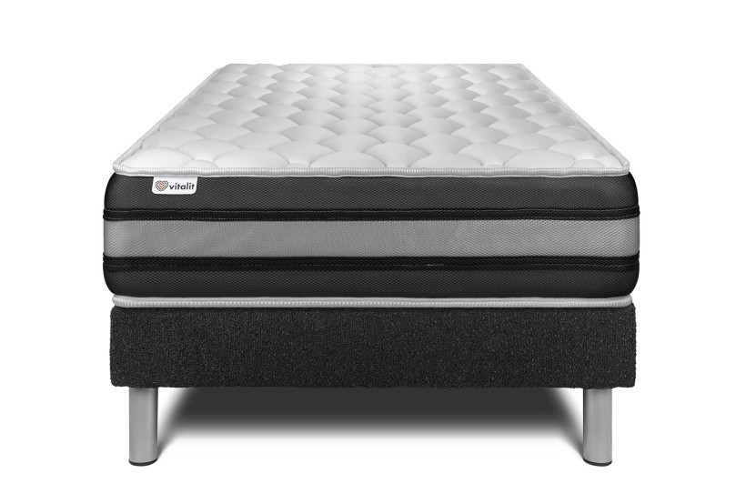 Ensemble Matelas Sommier 120x200 cm - Sommier Noir (en kit) - Vitalspring Zen