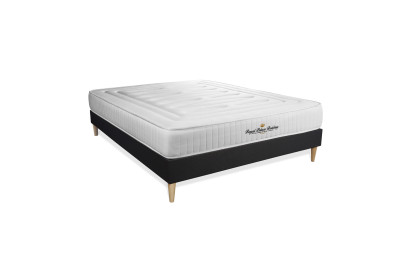 Ensemble Matelas Sommier 130x190 cm - Sommier Noir (en kit) - Nottingham