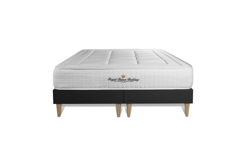Ensemble Matelas Sommier 200x200 cm - Sommier Noir (déjà monté) - Balmoral