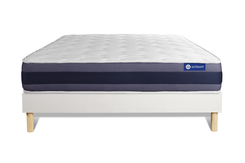 Ensemble Matelas Sommier 150x190 cm - Sommier Blanc (en kit) - Actimemo Morpho