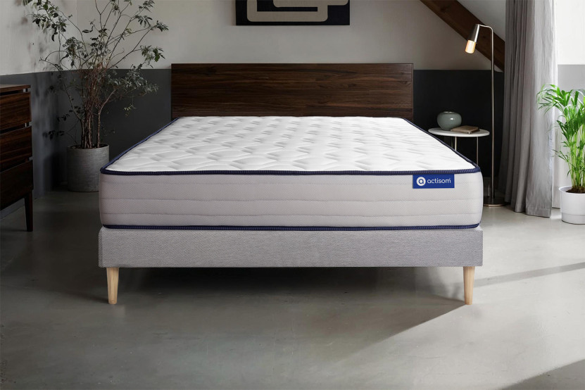 Ensemble Matelas Sommier 160x220 cm - Sommier Gris (en kit) - Actilatex Form