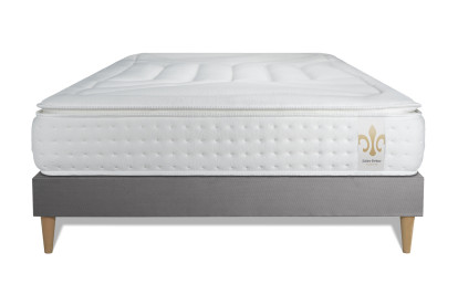 Ensemble Matelas Sommier 140x190 cm - Sommier Gris (déjà monté) - Vingt-Quatre PLUS