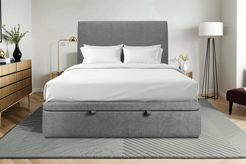 Sommier Coffre 140x190 cm - Toile nattée  - Gris anthracite