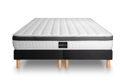 Ensemble Matelas Sommier 160x200 cm - 2 Sommiers Noirs (déjà monté) - Supérieur