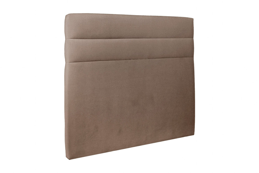 Lit 140x200 cm avec Tête de lit à lignes - Tissu Velours Taupe