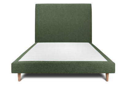 Lit 140x200 cm - Sommier tapissier H29 cm + tête de lit tapissée - Tissu Toile natté Vert Kaki