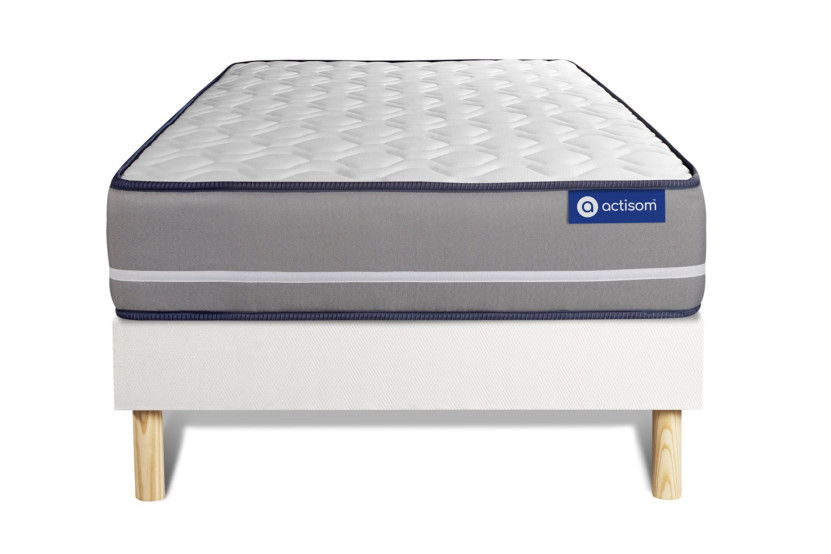 Ensemble Matelas Sommier 80x190 cm - Sommier Blanc (en kit) - Actilatex Pur