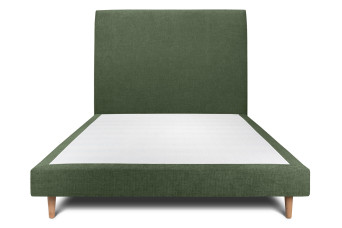 Lit 150x200 cm avec Tête de lit tapissée - Tissu Toile natté Vert Kaki