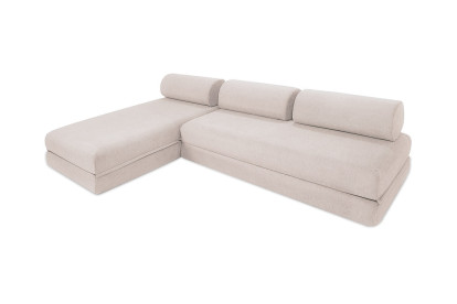 Canapé d'angle 6 places - 2 modules convertibles : Canapé 3 places + Méridienne - Tissu extérieur Beige clair
