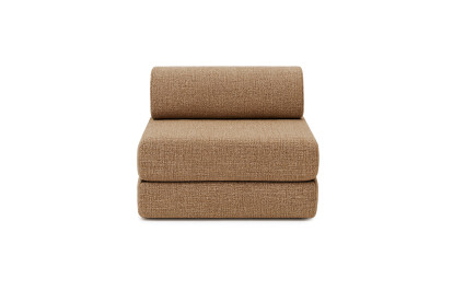 Canapé d'angle 6 places - 3 modules convertibles : Canapé 3 places + Fauteuil + Pouf - Tissu tweed Marron