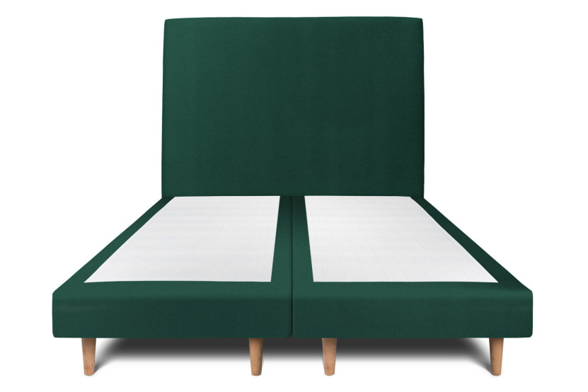 Lit 2x80x200 cm avec Tête de lit tapissée - Tissu Velours Vert