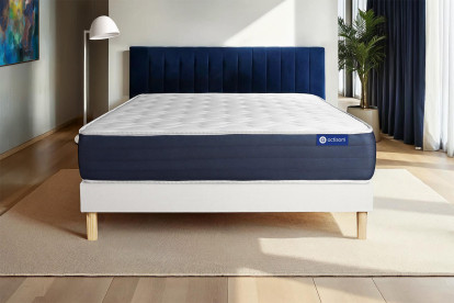 Ensemble Matelas Sommier 120x195 cm - Sommier Blanc (en kit) - Actilatex Sleep