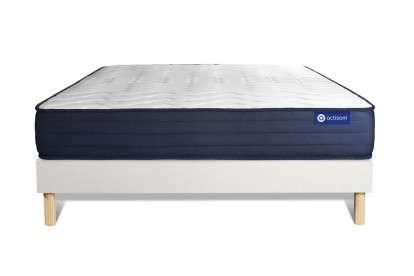 Ensemble Matelas Sommier 120x190 cm - Sommier Blanc (en kit) - Actimemo Life