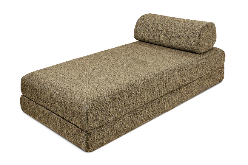 Méridienne convertible et modulable - Tissu tweed - Jaune