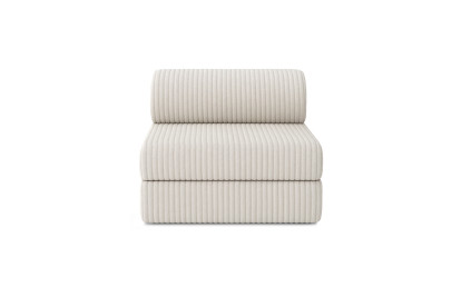 Canapé d'angle 6 places - 3 modules convertibles : Canapé 3 places + Fauteuil + Pouf - Velours côtelé XL Blanc