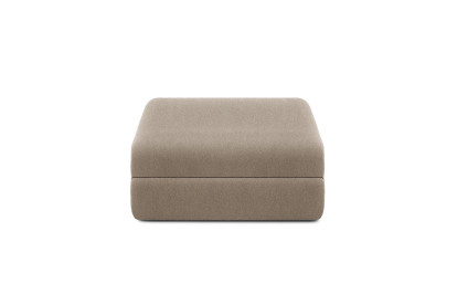 Canapé d'angle 6 places - 3 modules convertibles : Canapé 3 places + Fauteuil + Pouf - Tissu lisse Taupe