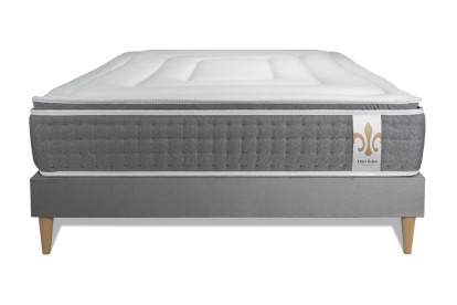 Ensemble Matelas Sommier 140x200 cm - Sommier Gris (en kit) - Vingt-Six PLUS