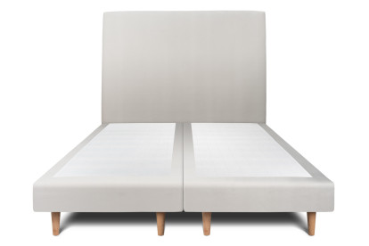 Lit 2x 80x200 cm - Sommier tapissier H29 cm + tête de lit tapissée - Tissu Velours Gris Clair