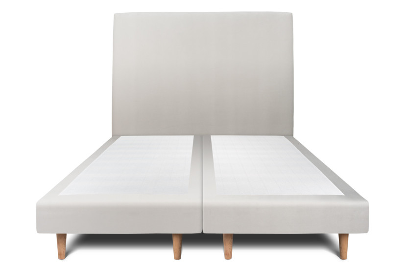 Lit 2x80x200 cm avec Tête de lit tapissée - Tissu Velours Gris Clair