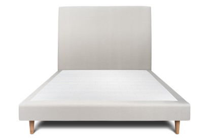 Lit 140x190 cm - Sommier tapissier H29 cm + tête de lit tapissée - Tissu Velours Gris Clair