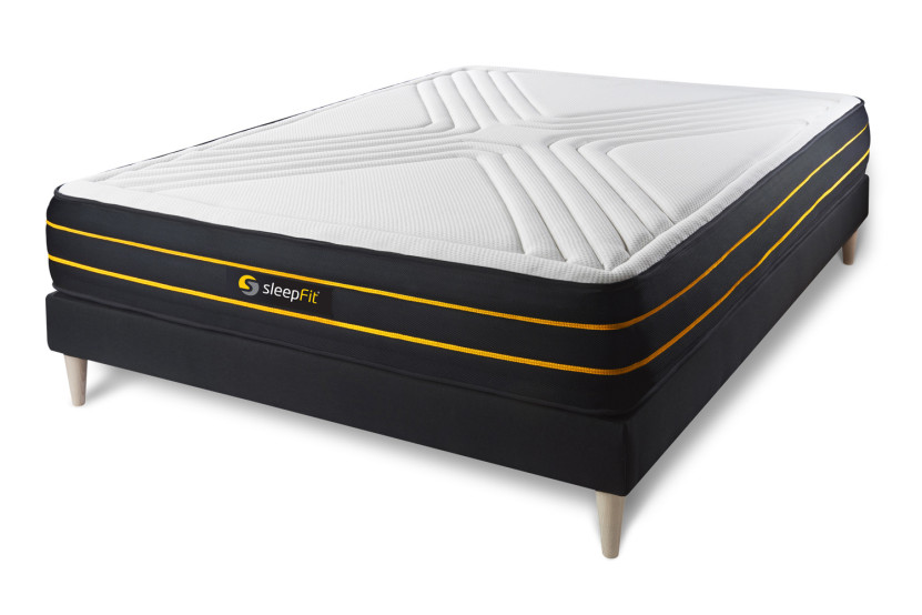 Ensemble Matelas Sommier 140x200 cm - Sommier Noir (en kit) - Ultra