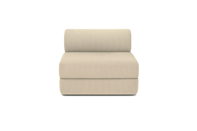 Canapé droit convertible 3 places - Velours côtelé - Beige