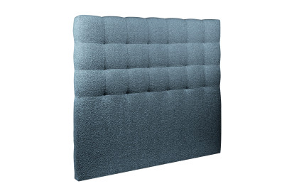Lit coffre 200x200 cm avec Tête de lit capitonnée - Tissu Bouclette Bleu