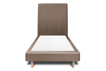 Lit 90x200 cm avec Tête de lit tapissée - Tissu Velours Taupe Lit 90x200 cm avec Tête de lit tapissée - Tissu Velours Taupe