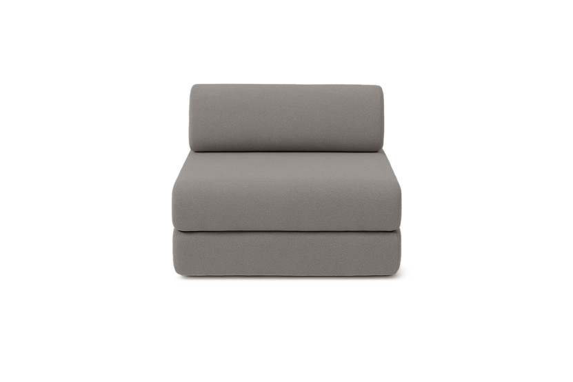 Canapé droit convertible 3 places - Tissu lisse - Gris