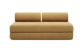 Canapé droit convertible 3 places - Tissu tweed - Jaune