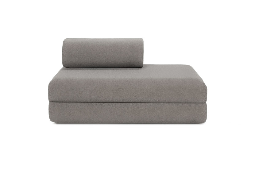 Canapé droit convertible 5 places - Tissu lisse - Gris