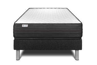 Ensemble Matelas Sommier 90x200 cm - Sommier Noir (déjà monté) - Vitalpower