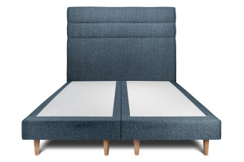 Lit 2x90x200 cm avec Tête de lit à lignes - Tissu Bouclette Bleu