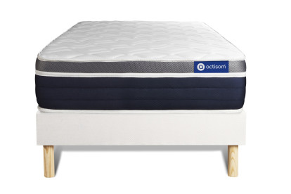 Ensemble Matelas Sommier 80x190 cm - Sommier Blanc (en kit) - Actimemo Confort