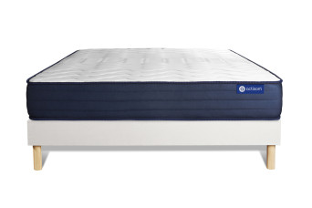 Ensemble Matelas Sommier 120x220 cm - Sommier Blanc (en kit) - Actimemo Life