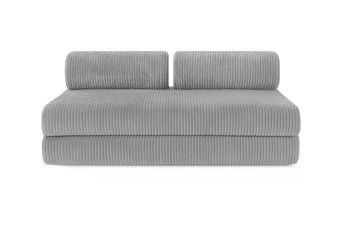 Canapé droit convertible 5 places - Velours côtelé XL - Gris clair