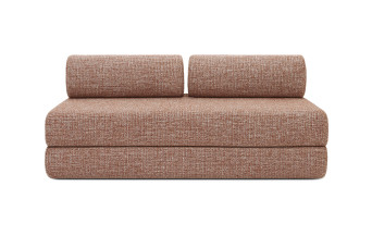 Canapé droit convertible 5 places - Tissu tweed - Rouge