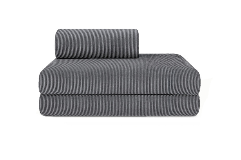Canapé droit convertible et modulable 2 places - Velours côtelé - Gris