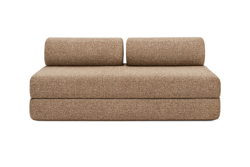 Canapé d'angle convertible 4 places - Tissu tweed - Marron
