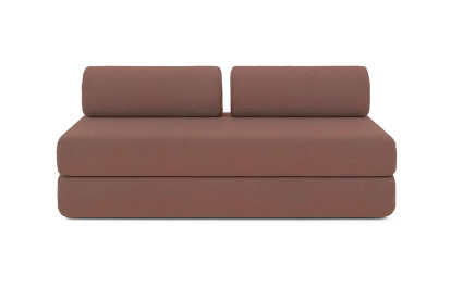 Canapé d'angle 4 places - 2 modules convertibles : Canapé 3 places + Pouf - Tissu lisse Terracotta