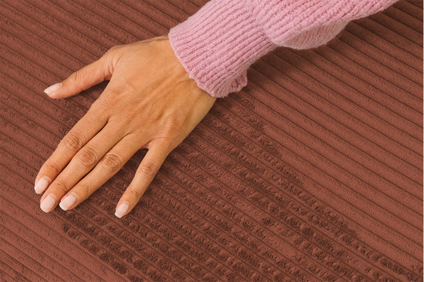 Méridienne convertible et modulable - Velours côtelé - Terracotta