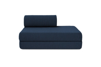 Canapé droit convertible et modulable 2 places - Velours côtelé XL - Bleu