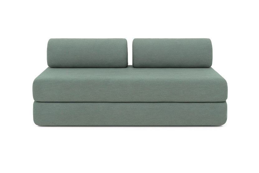 Canapé droit convertible 3 places - Tissu lisse - Vert