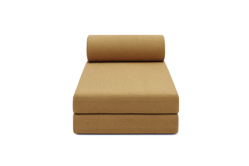 Canapé d'angle convertible 5 places - Tissu tweed - Jaune