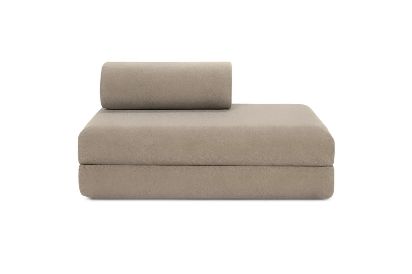 Canapé d'angle convertible 5 places - Tissu lisse - Taupe