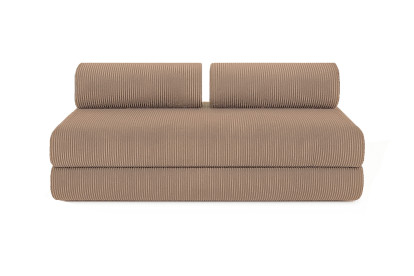 Canapé d'angle 4 places - 2 modules convertibles : Canapé 3 places + Pouf - Velours côtelé Taupe