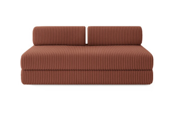Canapé droit convertible 5 places - Velours côtelé XL - Terracotta
