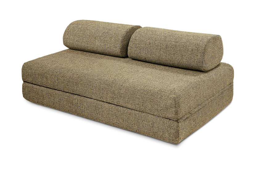 Canapé droit convertible 3 places - Tissu tweed - Jaune