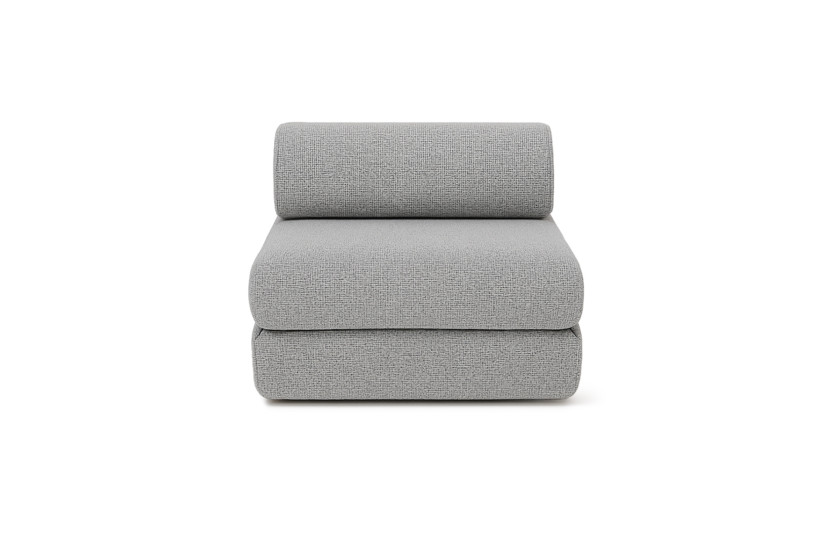Canapé droit convertible 4 places - Tissu tweed - Gris